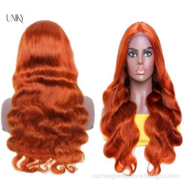 #350 color wig Preplucked Human Hair Lace Front Wigs Ginger Orange 13x4 13x6 Lace Frontal Curly Lace Frontal Wigs 180% density
